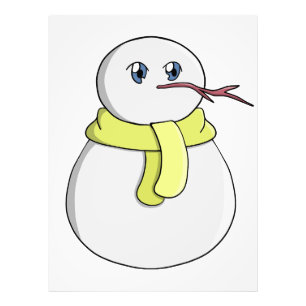 Snowman wearing a yellow scarf photo print