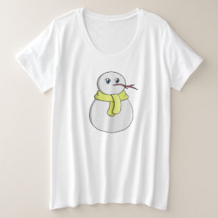 Snowman wearing a yellow scarf plus size T-Shirt