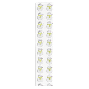 Snowman wearing a yellow scarf short table runner