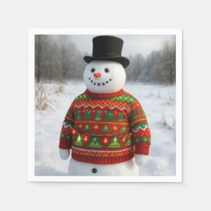 Snowman Wearing an Christmas Ugly Sweater Napkin