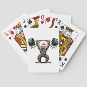 Snowman Weightlifter Christmas 2026 Holiday Fitnes Playing Cards