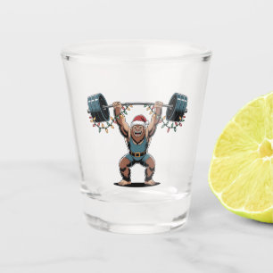 Snowman Weightlifter Christmas 2026 Holiday Fitnes Shot Glass