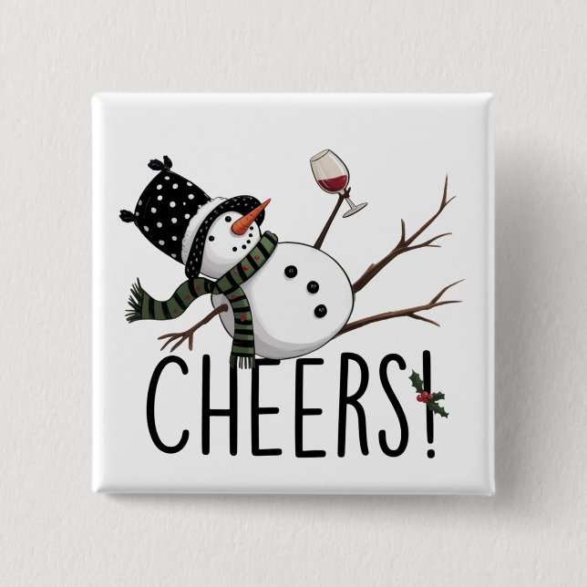 Snowman Wine Christmas Funny Drinking Wine Santa  15 Cm Square Badge (Front)
