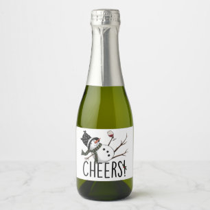 Snowman Wine Christmas Funny Drinking Wine Santa  Sparkling Wine Label