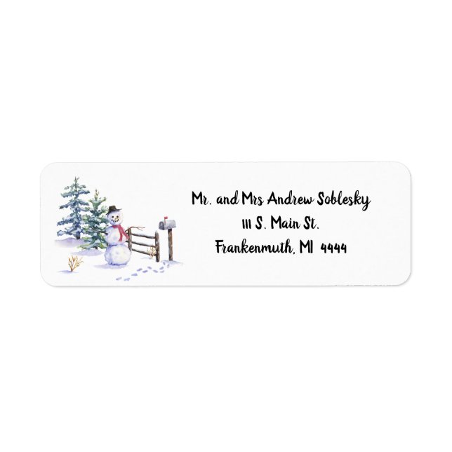Snowman Winter Christmas Return Address Label (Front)