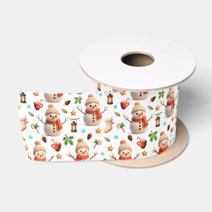 Snowman Winter Holiday - Merry Christmas Satin Ribbon