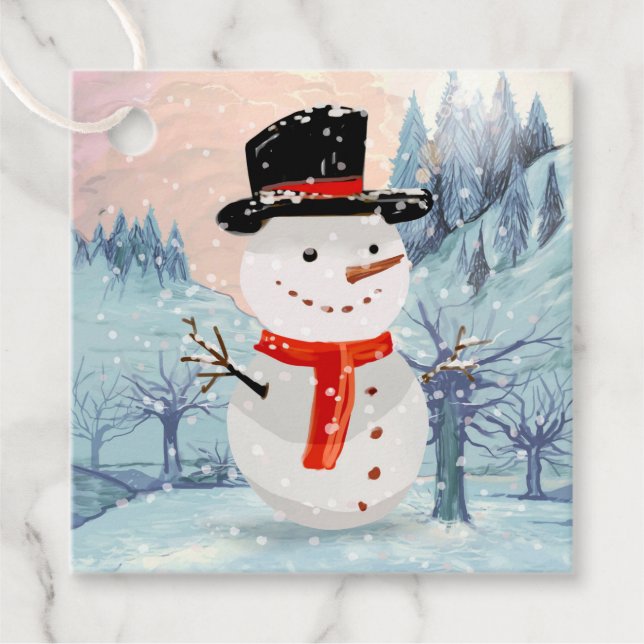 Snowman Winter Holidays | Christmas Favour Tags (Front)