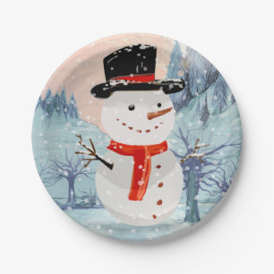Snowman Winter Holidays   Christmas Paper Plate