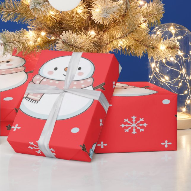 Snowman Winter Magic Cozy Cute Wrapping Paper (Holidays)