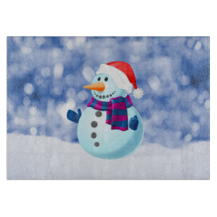 Snowman Winter Merry Christmas Snow Cutting Board