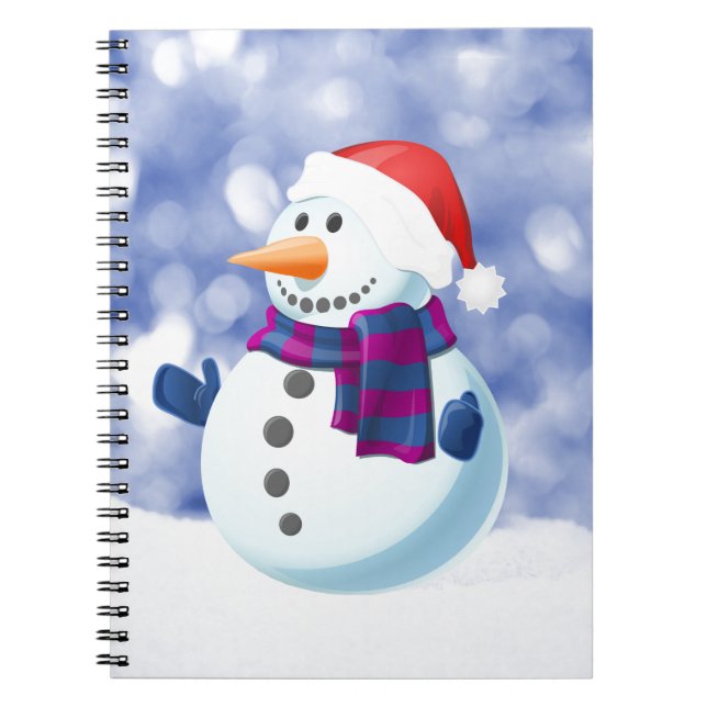 Snowman Winter Merry Christmas Snow Spiral Notebook (Front)