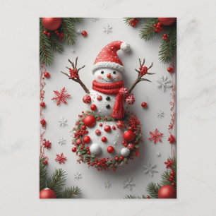 🎄 Snowman Winter Pine Magic ❄️ Festive Holiday Postcard