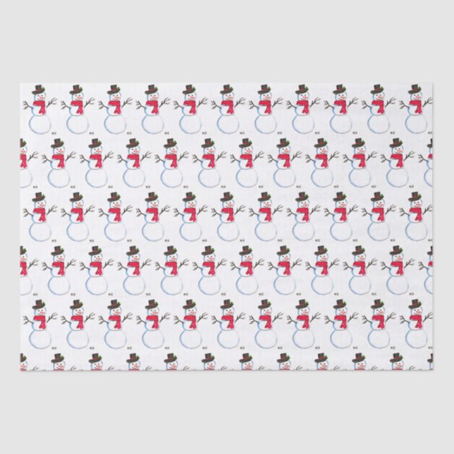 Snowman Winter Retro Vintage Party Xmas Tissue Paper (Front)