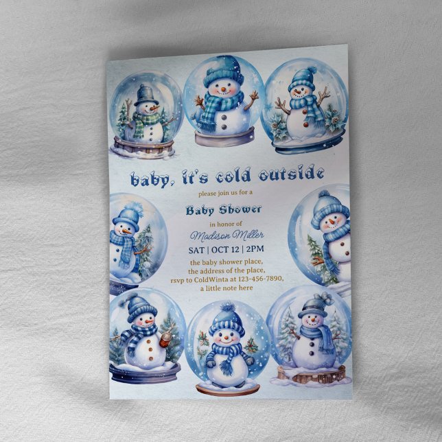 Snowman Winter Theme Baby Boy Shower Invitation (Creator Uploaded)