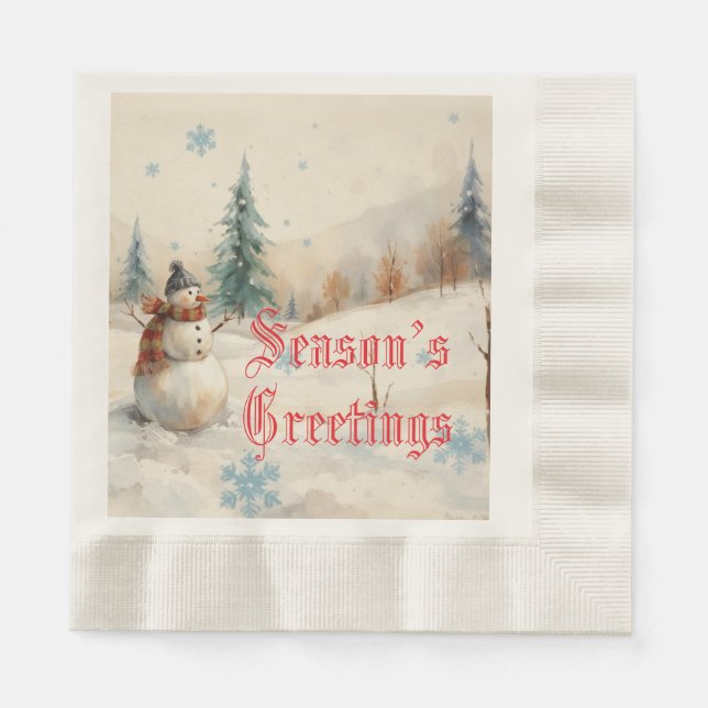 Snowman Winter-Themed  Napkin (Front)
