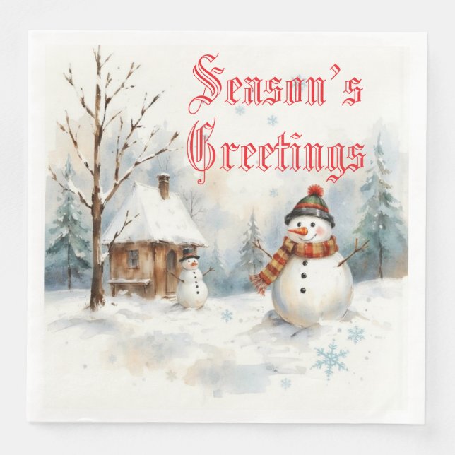 Snowman Winter-Themed  Napkin (Front)