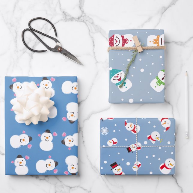 Snowman Winter Wonderland Holiday Wrapping Paper Sheet (Front)