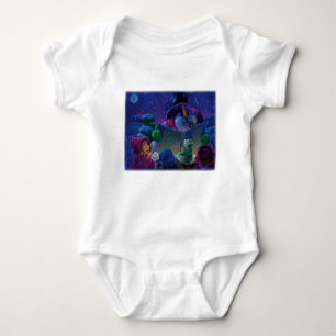 Snowman Wintertime Reading Art Baby Bodysuit