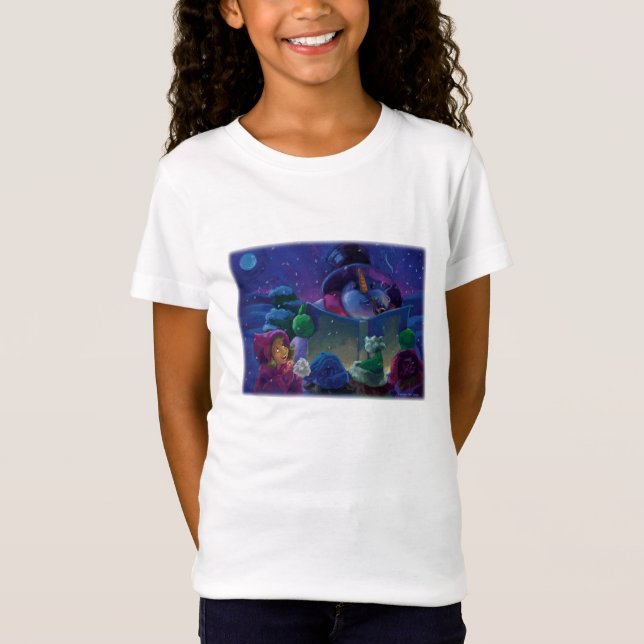 Snowman Wintertime Reading Art T-Shirt (Front)