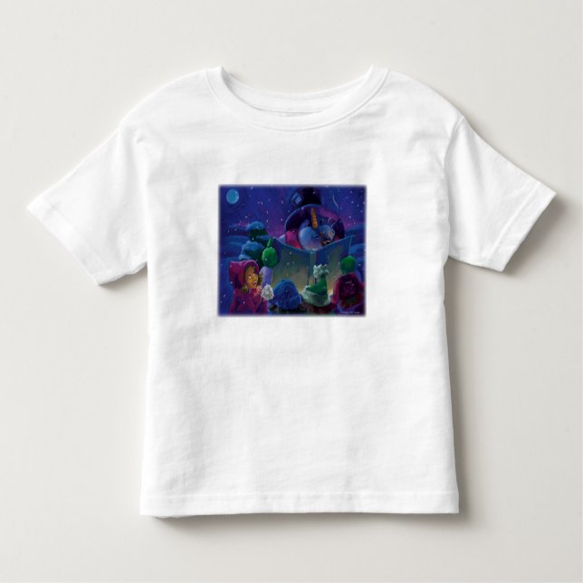 Snowman Wintertime Reading Art Toddler T-Shirt (Front)
