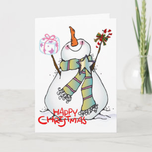 SNOWMAN WISHES HAPPY CHRISTMAS/NEW YEAR HOLIDAY CARD