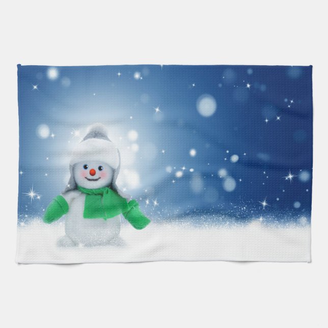 Snowman Wishes Tea Towel (Horizontal)