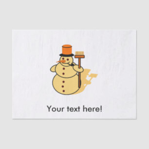 Snowman with a broom cartoon tissue paper