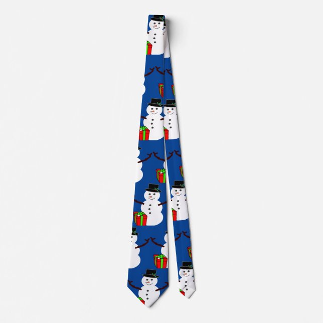 Snowman with a Gift  Tie (Front)