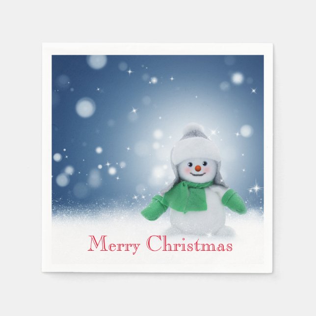 Snowman with a green scarf  napkin (Front)