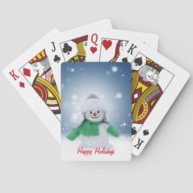 Snowman with a green scarf playing cards (Back)