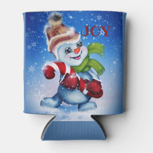 Snowman with a scarf  can cooler