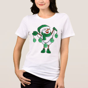 Snowman with Baubles Christmas Family Tri-Blend Shirt