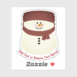 Snowman with Beanie Christmas<br><div class="desc">* Illustration of a cute, smiling snowman, wearing a red beanie and scarf. * Several size options and choose matte glossy or transparent! * Add your text, family name, event, year or short message, or remove text option. * Use for decorating your laptop or sports bottles, scrap booking, DIY or...</div>