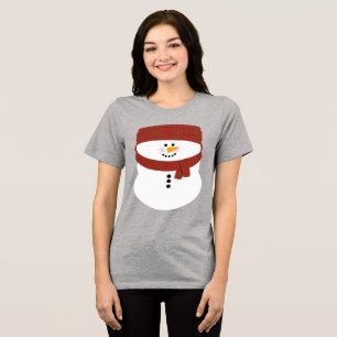 Snowman with Beanie Christmas Tri-Blend Shirt
