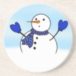 Snowman With Blue Mittens Christmas Coaster<br><div class="desc">* Snowmen year round! Celebrating holidays and special events. Cute snowman with blue mittens. Add text to personalize this sandstone coaster. * Christmas Kitchen Accessory is great to use tile as a trivet or to upgrade your home décor * Made to keep your tables scratch-and-moisture-free, our sandstone coasters have a...</div>