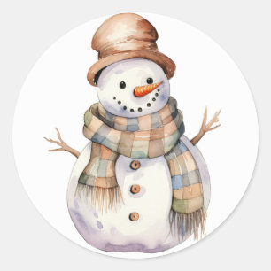 Snowman with Brown Hat Christmas Stickers