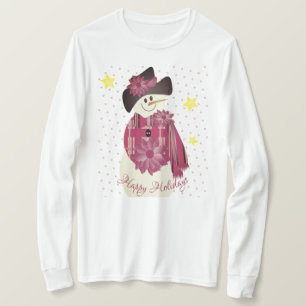 Snowman With Burgundy  T-Shirt
