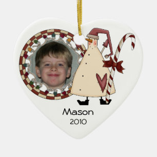 Snowman With Candy Cane Photo Ornament