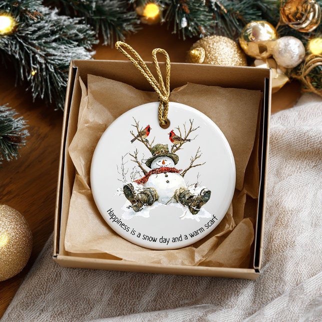 Snowman with Cardinals Ceramic Tree Decoration (Creator Uploaded)