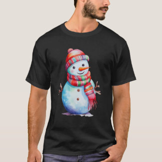 Snowman with Carrot Nose Scarf Winter Christmas 1 T-Shirt