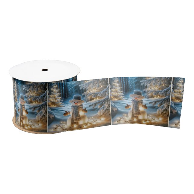 Snowman With Christmas Lights Satin Ribbon (Spool)