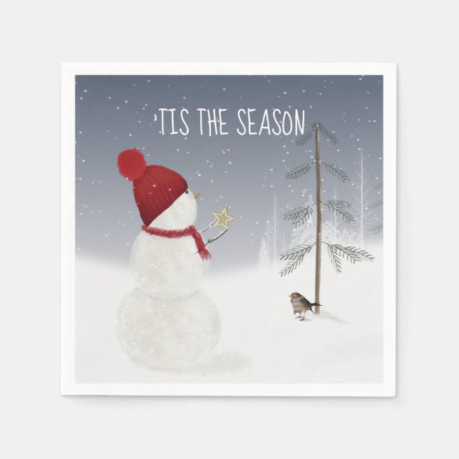 Snowman With Christmas Star Napkin (Front)