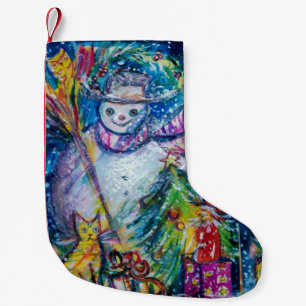SNOWMAN WITH CHRISTMAS TREE AND TOYS SMALL CHRISTMAS STOCKING
