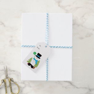 Snowman with Christmas Trees Gift Tags