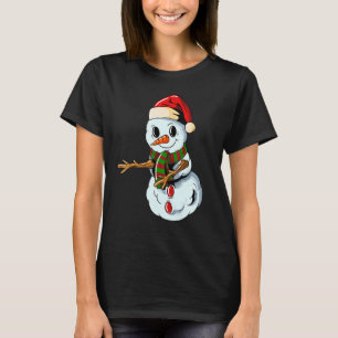 Snowman with Christmashat Floss Dance on Christmas T-Shirt