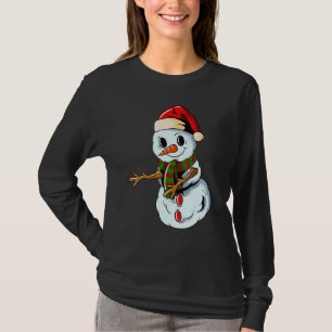 Snowman with Christmashat Floss Dance on Christmas T-Shirt