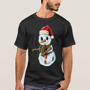 Snowman with Christmashat Floss Dance on Christmas T-Shirt