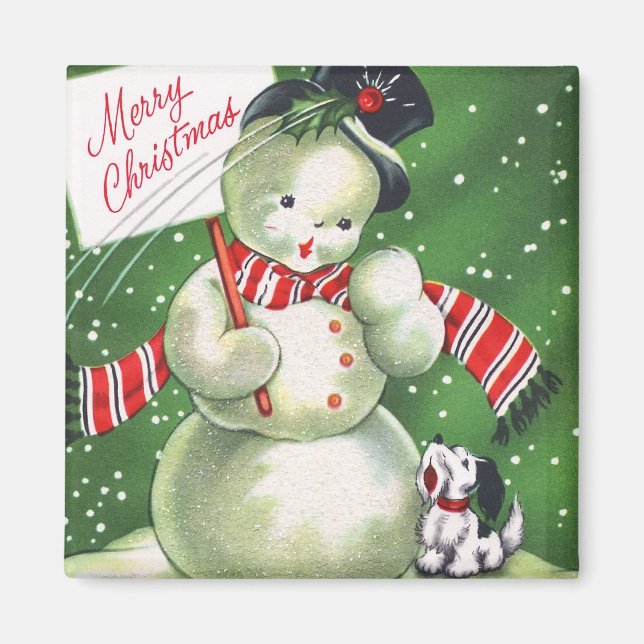 Snowman with Dog Magnet (Front)