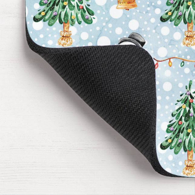 Snowman With Fir Tree In Watercolor Pattern Mouse Pad (Corner)