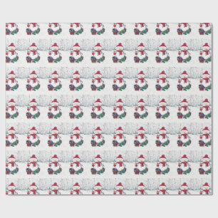 Snowman With gifts In Watercolor Wrapping Paper